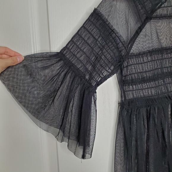 Black Mesh Ruffled Top - Picture 3 of 6